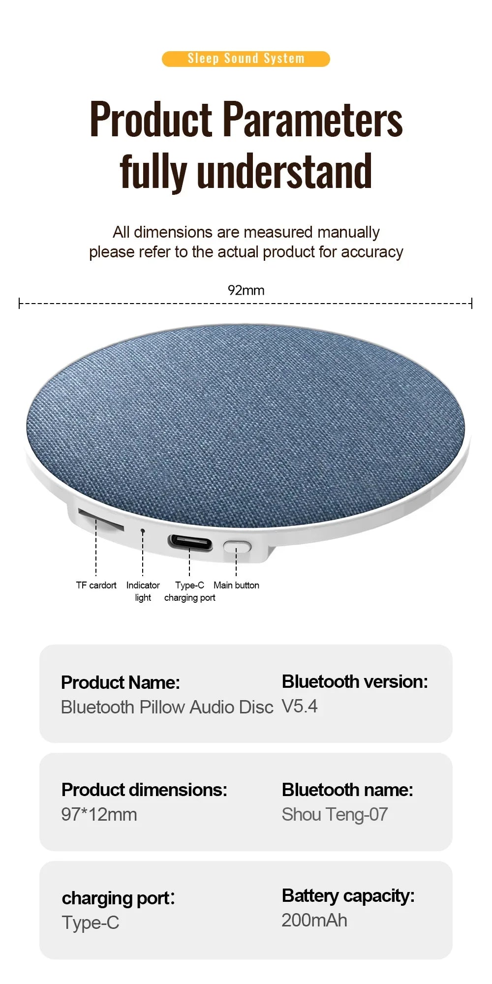 Wireless Pillow Speaker Sleep Aid 360° Surround Sound Bluetooth 5.4  HiFi Stereo Sound Private Audio No Disturb Partner2026 New