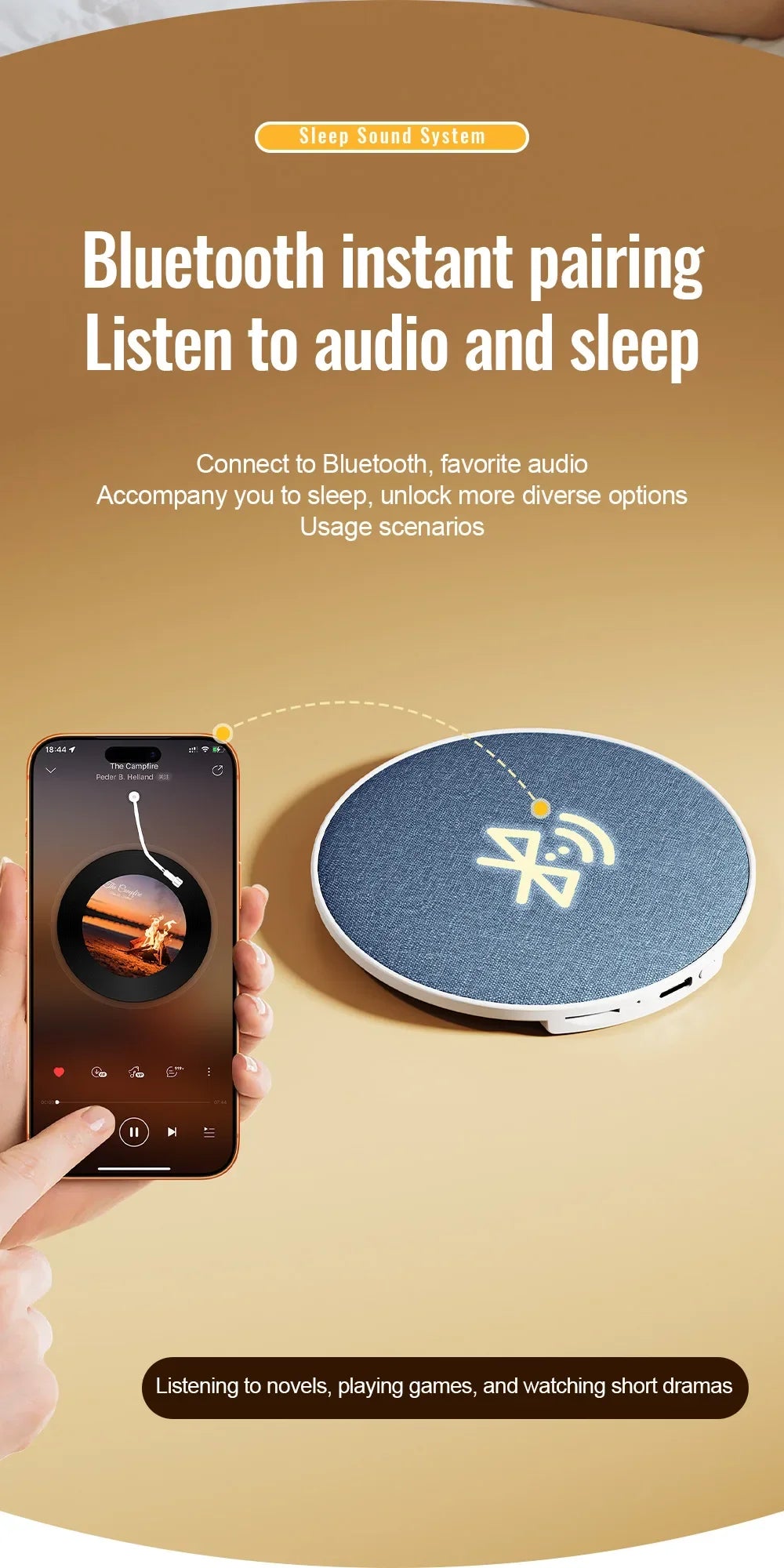 Wireless Pillow Speaker Sleep Aid 360° Surround Sound Bluetooth 5.4  HiFi Stereo Sound Private Audio No Disturb Partner2026 New